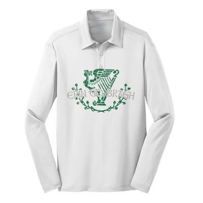 Retro St Patricks Day Erin Go Bragh Silk Touch Performance Long Sleeve Polo