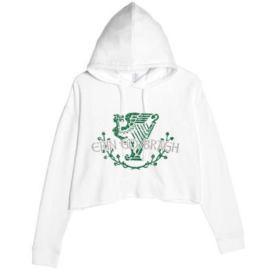 Retro St Patricks Day Erin Go Bragh Crop Fleece Hoodie