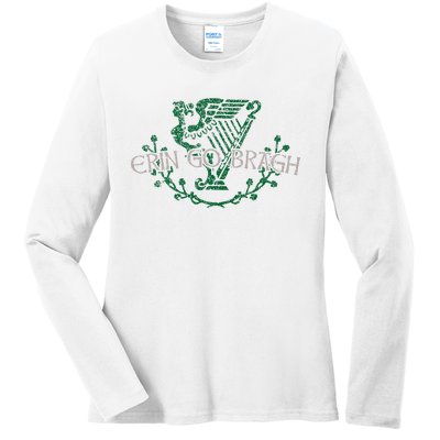 Retro St Patricks Day Erin Go Bragh Ladies Long Sleeve Shirt