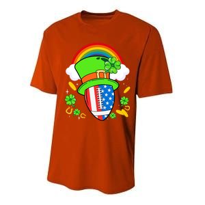 Rugby St Patricks Day Usa Flag Rainbow Shamrock Clover Gift Performance Sprint T-Shirt