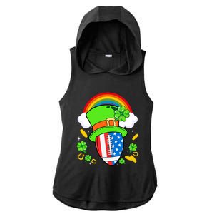 Rugby St Patricks Day Usa Flag Rainbow Shamrock Clover Gift Ladies PosiCharge Tri-Blend Wicking Draft Hoodie Tank