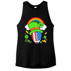 Rugby St Patricks Day Usa Flag Rainbow Shamrock Clover Gift Ladies PosiCharge Tri-Blend Wicking Tank