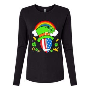 Rugby St Patricks Day Usa Flag Rainbow Shamrock Clover Gift Womens Cotton Relaxed Long Sleeve T-Shirt