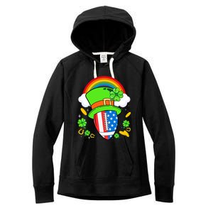 Rugby St Patricks Day Usa Flag Rainbow Shamrock Clover Gift Women's Fleece Hoodie