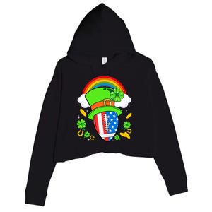 Rugby St Patricks Day Usa Flag Rainbow Shamrock Clover Gift Crop Fleece Hoodie