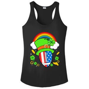 Rugby St Patricks Day Usa Flag Rainbow Shamrock Clover Gift Ladies PosiCharge Competitor Racerback Tank