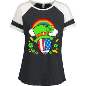 Rugby St Patricks Day Usa Flag Rainbow Shamrock Clover Gift Enza Ladies Jersey Colorblock Tee