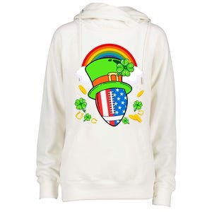 Rugby St Patricks Day Usa Flag Rainbow Shamrock Clover Gift Womens Funnel Neck Pullover Hood