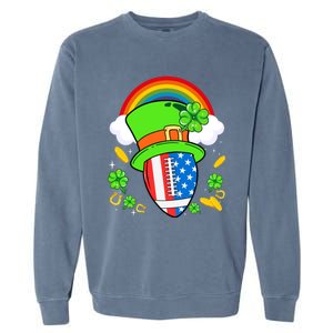 Rugby St Patricks Day Usa Flag Rainbow Shamrock Clover Gift Garment-Dyed Sweatshirt