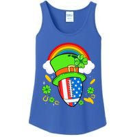 Rugby St Patricks Day Usa Flag Rainbow Shamrock Clover Gift Ladies Essential Tank