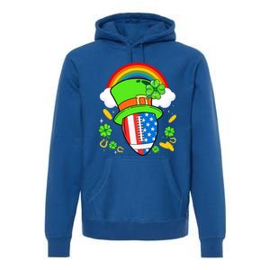 Rugby St Patricks Day Usa Flag Rainbow Shamrock Clover Gift Premium Hoodie