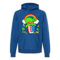 Rugby St Patricks Day Usa Flag Rainbow Shamrock Clover Gift Premium Hoodie