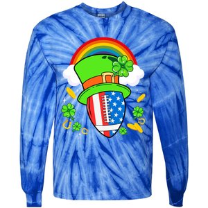 Rugby St Patricks Day Usa Flag Rainbow Shamrock Clover Gift Tie-Dye Long Sleeve Shirt