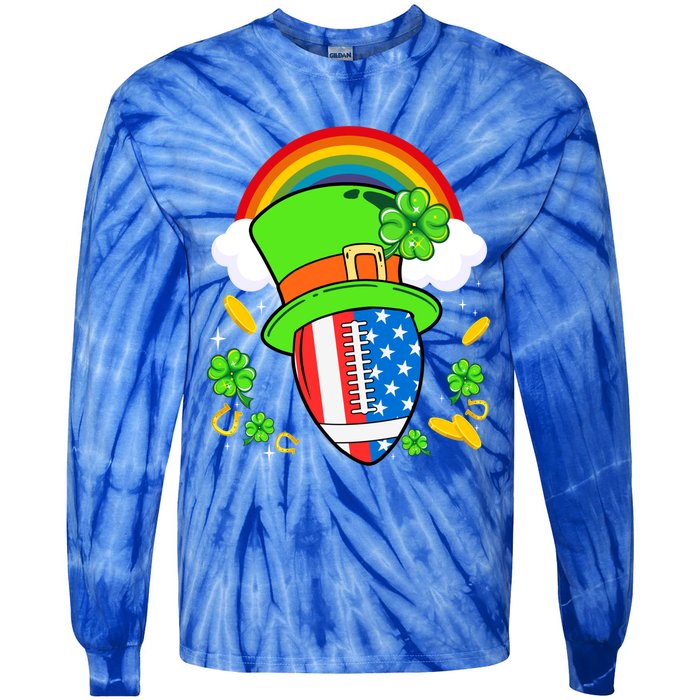 Rugby St Patricks Day Usa Flag Rainbow Shamrock Clover Gift Tie-Dye Long Sleeve Shirt