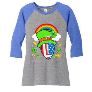 Rugby St Patricks Day Usa Flag Rainbow Shamrock Clover Gift Women's Tri-Blend 3/4-Sleeve Raglan Shirt