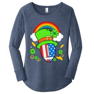 Rugby St Patricks Day Usa Flag Rainbow Shamrock Clover Gift Women's Perfect Tri Tunic Long Sleeve Shirt