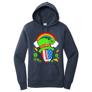 Rugby St Patricks Day Usa Flag Rainbow Shamrock Clover Gift Women's Pullover Hoodie