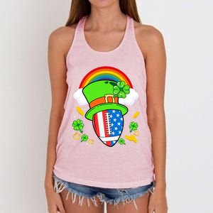 Rugby St Patricks Day Usa Flag Rainbow Shamrock Clover Gift Women's Knotted Racerback Tank