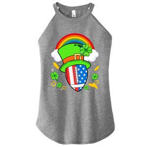 Rugby St Patricks Day Usa Flag Rainbow Shamrock Clover Gift Women's Perfect Tri Rocker Tank