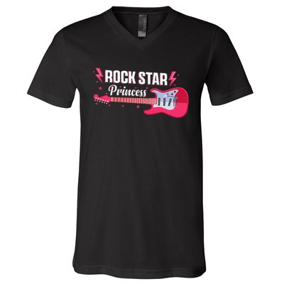 Rock Star Princess Guitar Music Punk Rock V-Neck T-Shirt