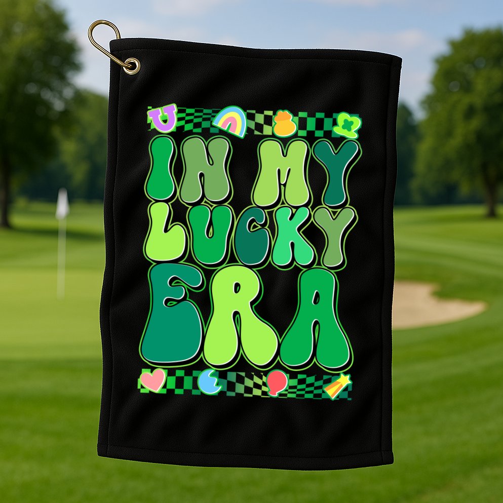 Retro St Patricks Day In My Lucky Era Golf Towel