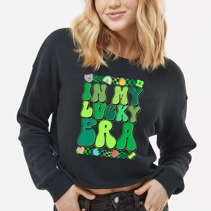 Retro St Patricks Day In My Lucky Era Cropped Pullover Crew