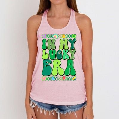 Retro St Patricks Day In My Lucky Era Women's Knotted Racerback Tank