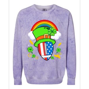 Rugby St Patricks Day Usa Flag Rainbow Shamrock Clover Gift Colorblast Crewneck Sweatshirt