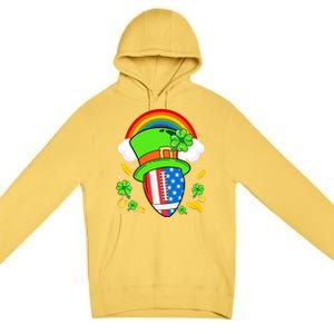 Rugby St Patricks Day Usa Flag Rainbow Shamrock Clover Gift Premium Pullover Hoodie