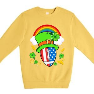 Rugby St Patricks Day Usa Flag Rainbow Shamrock Clover Gift Premium Crewneck Sweatshirt