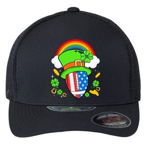 Rugby St Patricks Day Usa Flag Rainbow Shamrock Clover Gift Flexfit Unipanel Trucker Cap