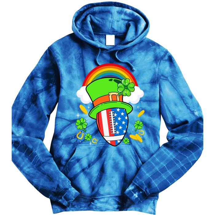 Rugby St Patricks Day Usa Flag Rainbow Shamrock Clover Gift Tie Dye Hoodie