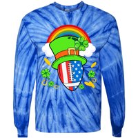 Rugby St Patricks Day Usa Flag Rainbow Shamrock Clover Gift Tie-Dye Long Sleeve Shirt