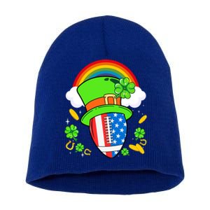 Rugby St Patricks Day Usa Flag Rainbow Shamrock Clover Gift Short Acrylic Beanie