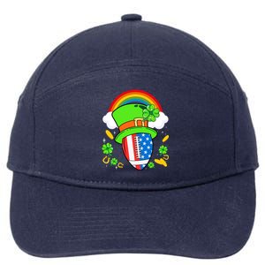 Rugby St Patricks Day Usa Flag Rainbow Shamrock Clover Gift 7-Panel Snapback Hat