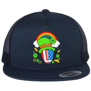 Rugby St Patricks Day Usa Flag Rainbow Shamrock Clover Gift Flat Bill Trucker Hat