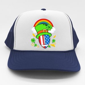 Rugby St Patricks Day Usa Flag Rainbow Shamrock Clover Gift Trucker Hat