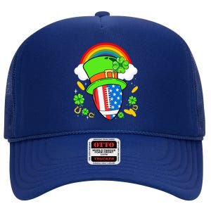 Rugby St Patricks Day Usa Flag Rainbow Shamrock Clover Gift High Crown Mesh Back Trucker Hat