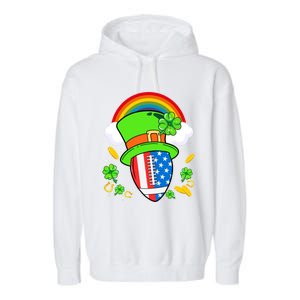 Rugby St Patricks Day Usa Flag Rainbow Shamrock Clover Gift Garment-Dyed Fleece Hoodie