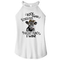 Rock Scissors Paper Throat Punch I Win Funny Cow Heifer Women’s Perfect Tri Rocker Tank