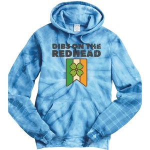 Retro St Patricks Day Dibs On The Redhead Funny Tie Dye Hoodie