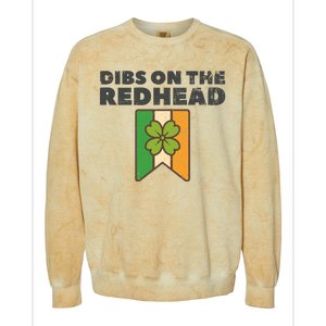 Retro St Patricks Day Dibs On The Redhead Funny Colorblast Crewneck Sweatshirt