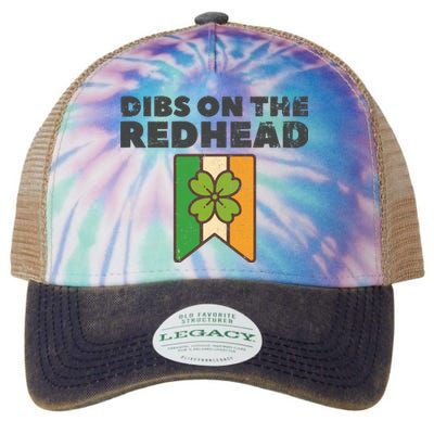 Retro St Patricks Day Dibs On The Redhead Funny Legacy Tie Dye Trucker Hat