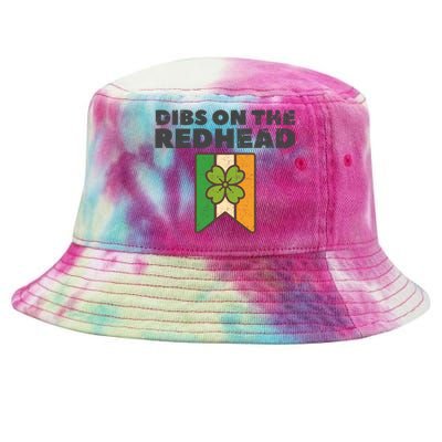 Retro St Patricks Day Dibs On The Redhead Funny Tie-Dyed Bucket Hat