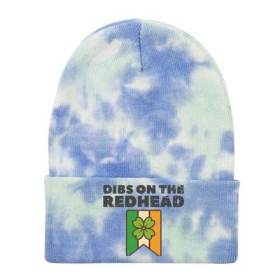 Retro St Patricks Day Dibs On The Redhead Funny Tie Dye 12in Knit Beanie