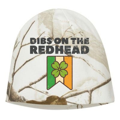 Retro St Patricks Day Dibs On The Redhead Funny Kati - Camo Knit Beanie