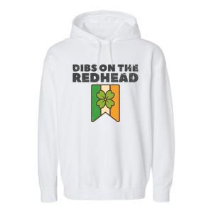 Retro St Patricks Day Dibs On The Redhead Funny Garment-Dyed Fleece Hoodie