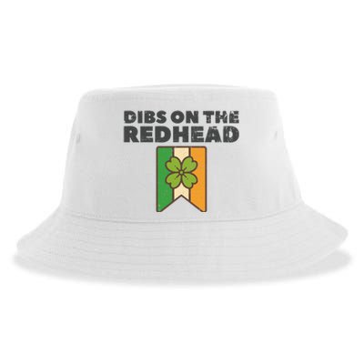 Retro St Patricks Day Dibs On The Redhead Funny Sustainable Bucket Hat