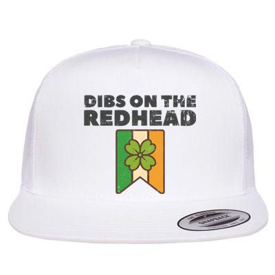 Retro St Patricks Day Dibs On The Redhead Funny Flat Bill Trucker Hat