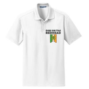 Retro St Patricks Day Dibs On The Redhead Funny Dry Zone Grid Polo